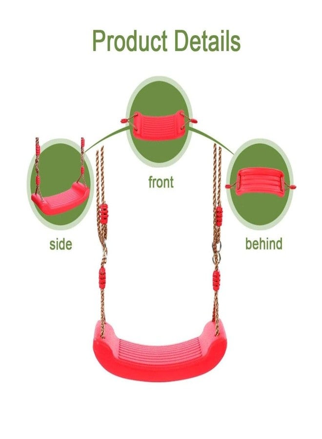 CHARMING TREASURES Kids Indoor Outdoor Plastic Swing Seat with Hight Adjustable Rope Strong Tree Swing for Playground Backyard Holds 120Kg for 3-12 Years Kids Children (Red) - Image 4